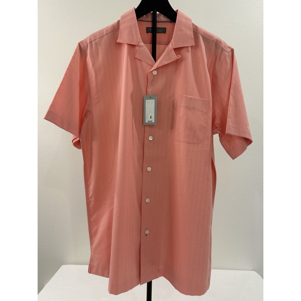 Daniel Cremieux Signature Mens M Shirt Short Sleeve Shell Pink Button Down NWT